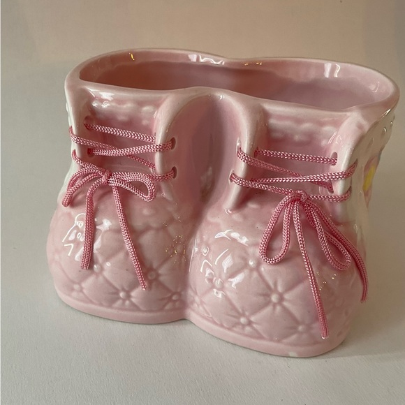 Vintage Pink Ceramic Kids Shoe Planter - Picture 2 of 10